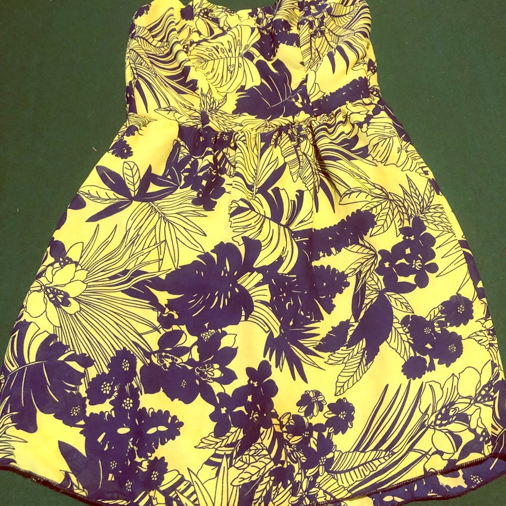 Strapless dress (navy and lime green)